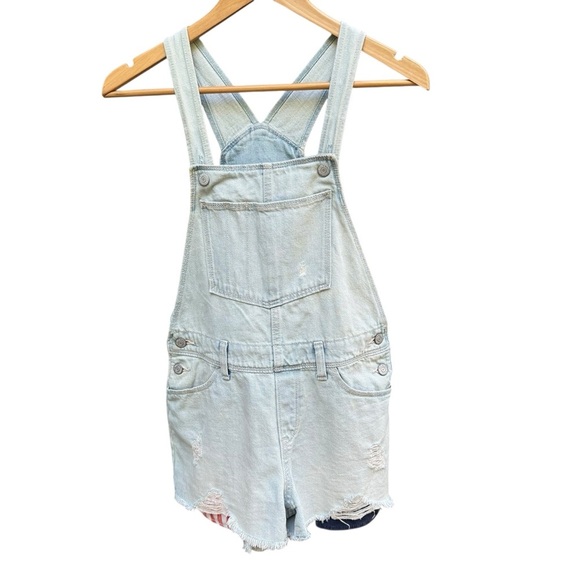 Old Navy girls Light Blue Denim Overalls 4Th July inspired size 14 - Picture 1 of 13